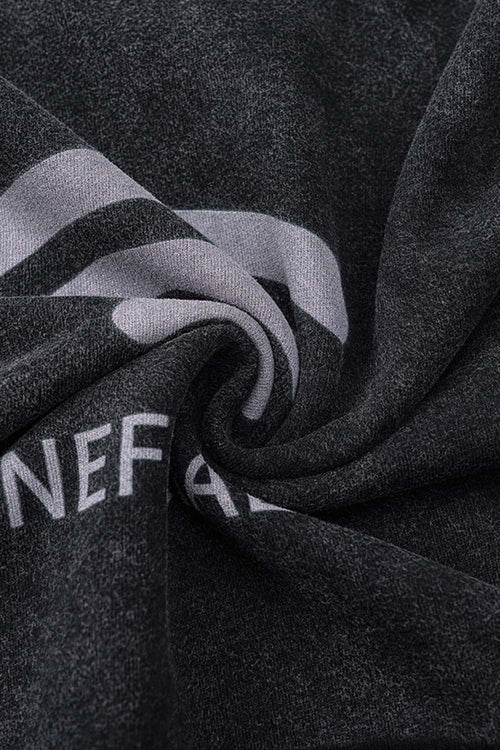 Distressed Washed Graphic Hoodie - Fried Snowflakes