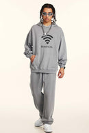 Distressed Washed Graphic Hoodie - Medium Gray