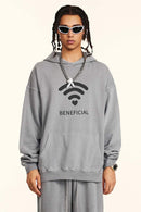 Distressed Washed Graphic Hoodie - Medium Gray