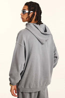 Distressed Washed Graphic Hoodie - Medium Gray