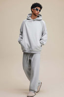 Heavyweight Premium Fleece Pullover Hoodie - Flower Gray