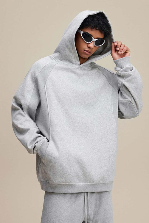 Heavyweight Premium Fleece Pullover Hoodie - Flower Gray