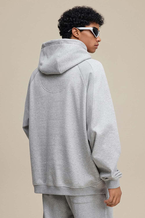 Heavyweight Premium Fleece Pullover Hoodie - Flower Gray