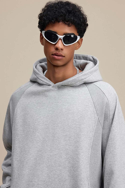 Heavyweight Premium Fleece Pullover Hoodie - Flower Gray