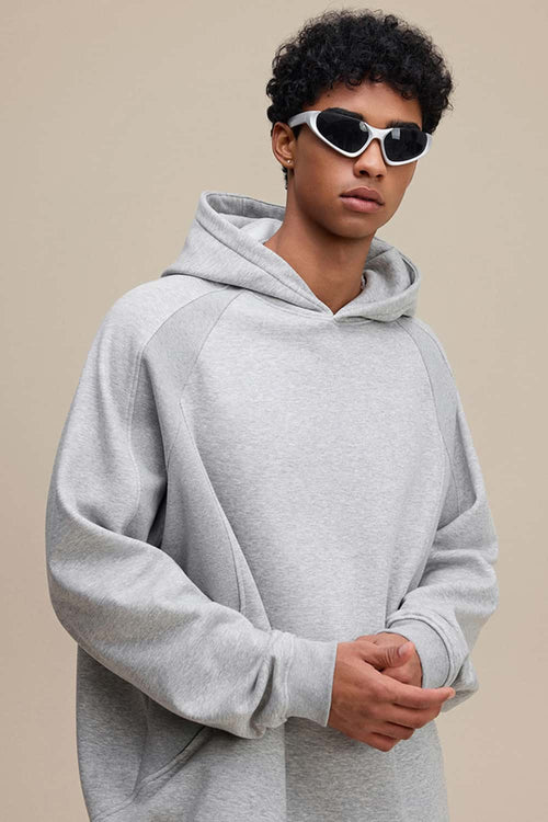 Heavyweight Premium Fleece Pullover Hoodie - Flower Gray