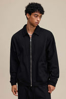 Heavyweight Collared Sweatshirt Jacket - Active Black