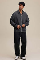 Heavyweight Collared Sweatshirt Jacket - Charcoal