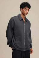 Heavyweight Collared Sweatshirt Jacket - Charcoal