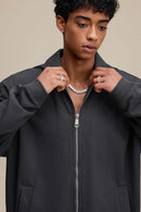 Heavyweight Collared Sweatshirt Jacket - Charcoal
