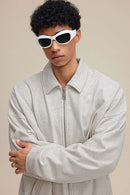 Heavyweight Collared Sweatshirt Jacket - Oat Gray