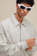 Heavyweight Collared Sweatshirt Jacket - Oat Gray