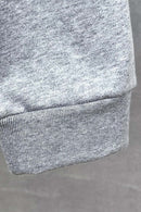 Premium Cotton Blend Collared Sweatshirt - Flower Gray