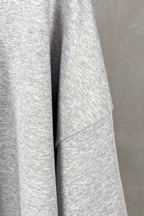 Premium Cotton Blend Collared Sweatshirt - Flower Gray