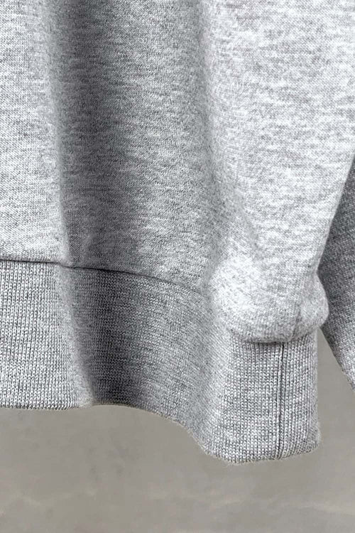 Premium Cotton Blend Collared Sweatshirt - Flower Gray