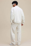 Premium Cotton Blend Collared Sweatshirt - Oat Gray