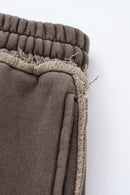 Distressed Fleece Straight-Leg Pants - Coffee