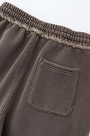 Distressed Fleece Straight-Leg Pants - Coffee