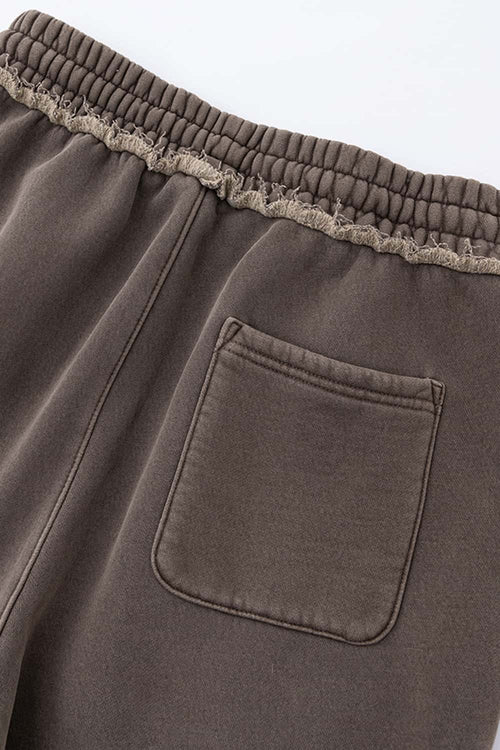 Distressed Fleece Straight-Leg Pants - Coffee