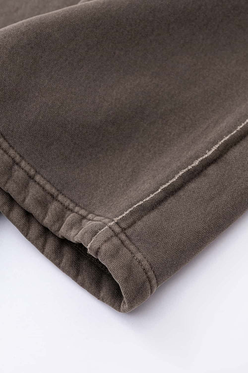 Distressed Fleece Straight-Leg Pants - Coffee