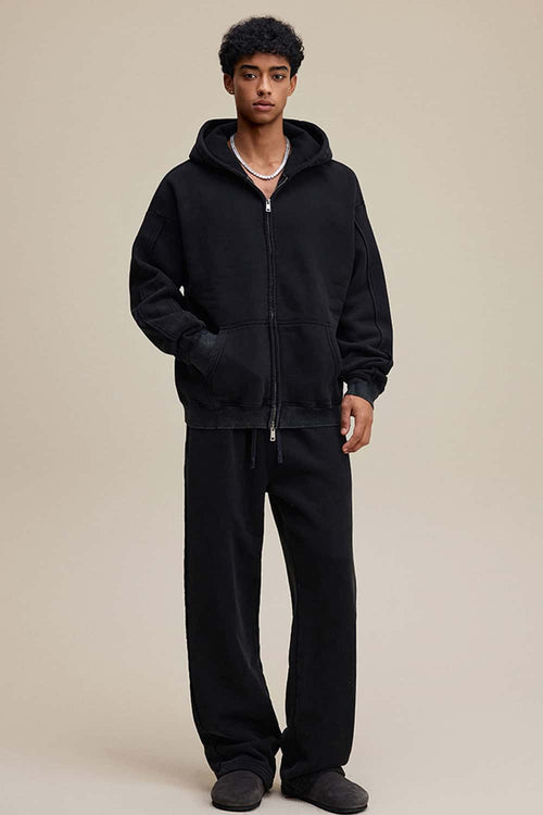 Distressed Fleece Straight-Leg Pants - Fried Snowflakes