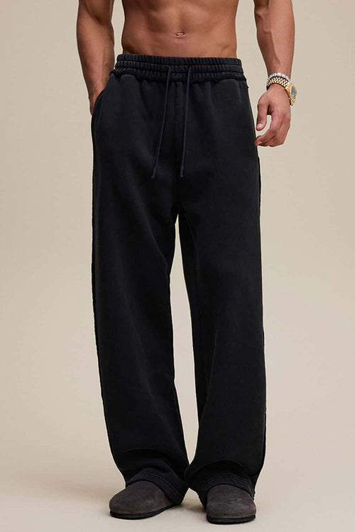 Distressed Fleece Straight-Leg Pants - Fried Snowflakes