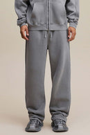 Distressed Fleece Straight-Leg Pants - Medium Gray