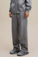 Distressed Fleece Straight-Leg Pants - Medium Gray