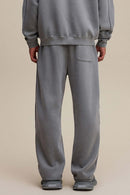Distressed Fleece Straight-Leg Pants - Medium Gray