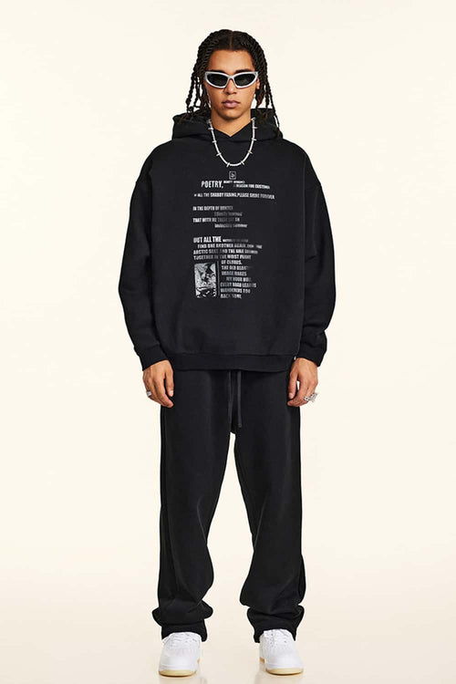 Premium Heavyweight Graphic Fleece Hoodie - Black