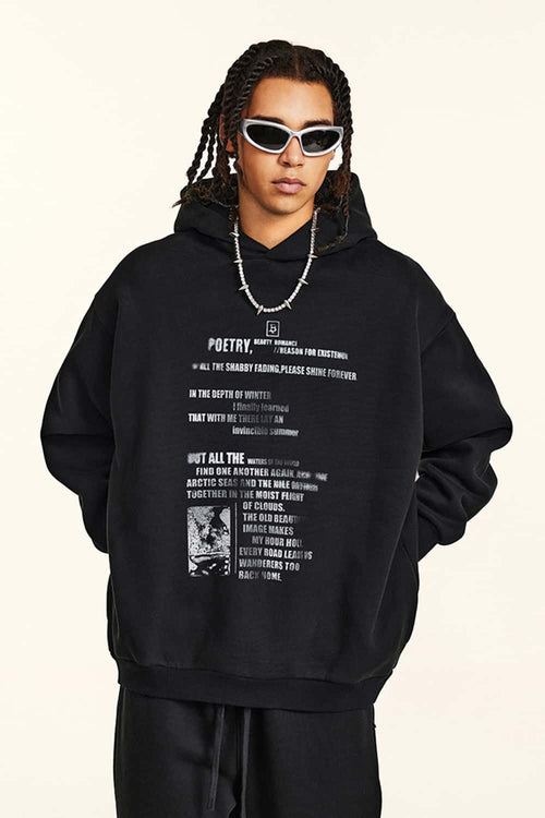 Premium Heavyweight Graphic Fleece Hoodie - Black