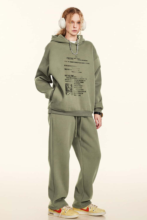 Premium Heavyweight Graphic Fleece Hoodie - Gray Camel