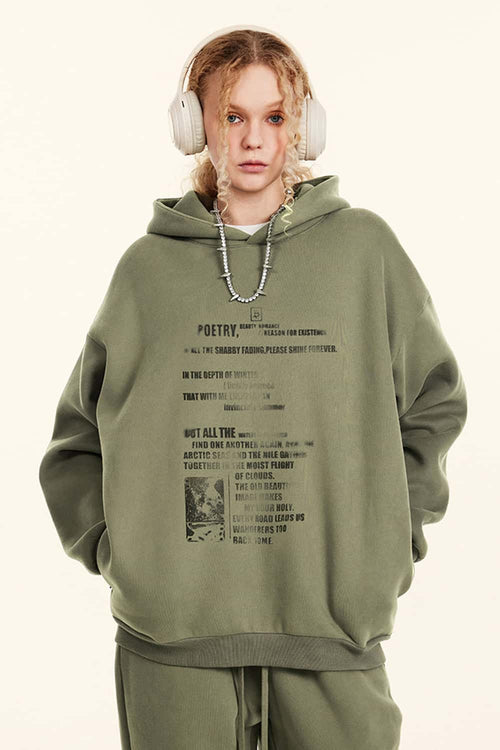 Premium Heavyweight Graphic Fleece Hoodie - Gray Camel