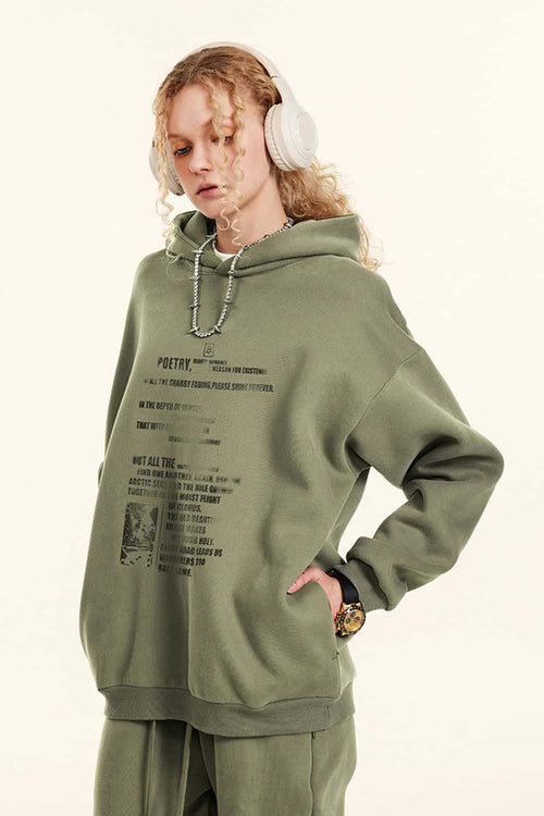 Premium Heavyweight Graphic Fleece Hoodie - Gray Camel