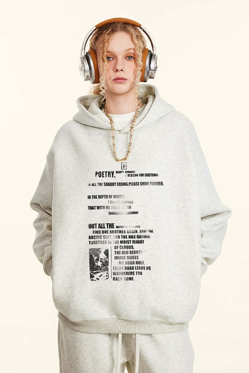 Premium Heavyweight Graphic Fleece Hoodie - Oat Gray