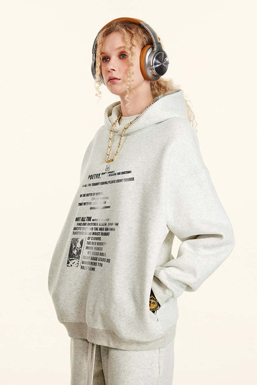 Premium Heavyweight Graphic Fleece Hoodie - Oat Gray