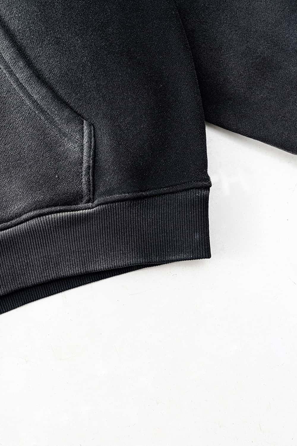 "Dark Knight" Washed Black Graphic Hoodie