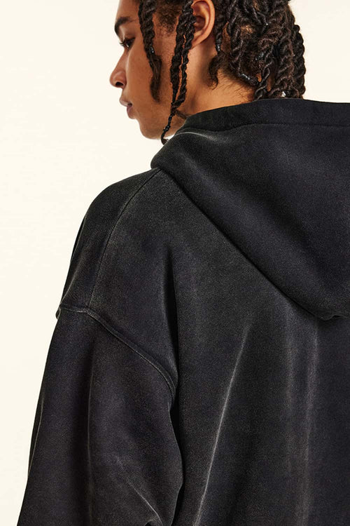 Distressed Heavyweight Vintage Hoodie - Black