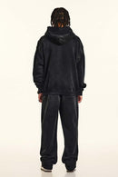 Distressed Heavyweight Vintage Hoodie - Black