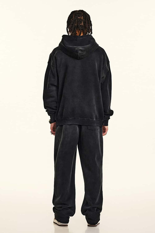 Distressed Heavyweight Vintage Hoodie - Black