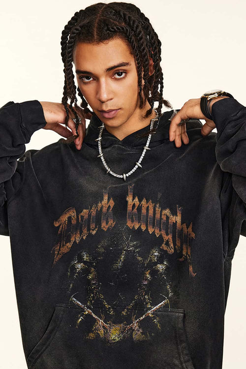 Distressed Heavyweight Vintage Hoodie - Black