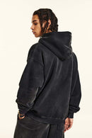 Distressed Heavyweight Vintage Hoodie - Black