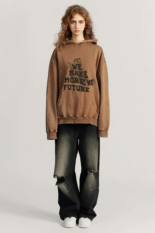 Washed Wasteland Graphic Hoodie - Coffee