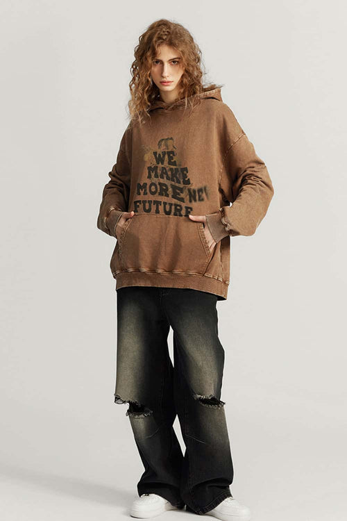 Washed Wasteland Graphic Hoodie - Coffee