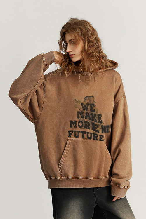 Washed Wasteland Graphic Hoodie - Coffee