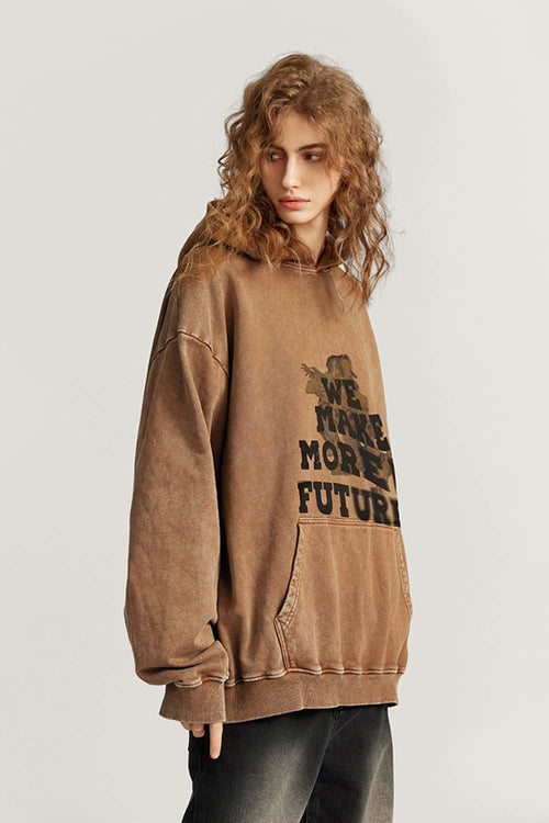 Washed Wasteland Graphic Hoodie - Coffee