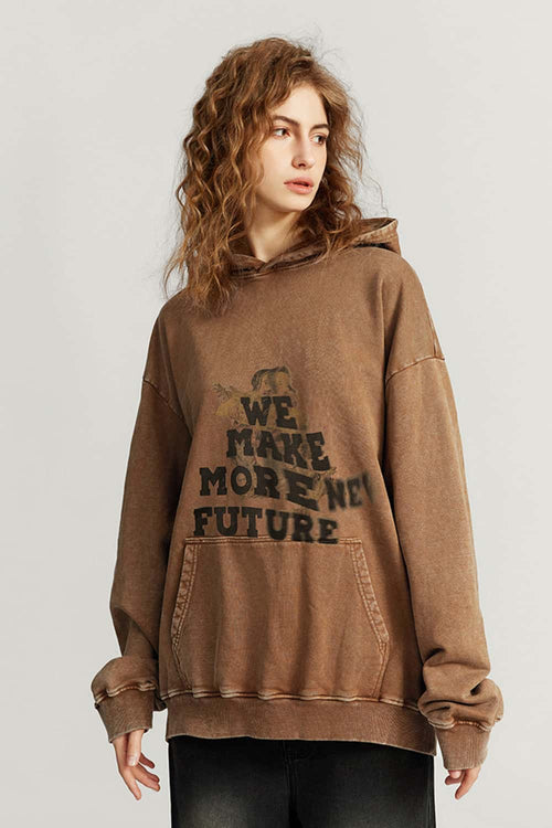 Washed Wasteland Graphic Hoodie - Coffee