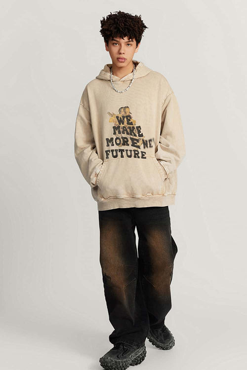 Washed Wasteland Graphic Hoodie - Khaki
