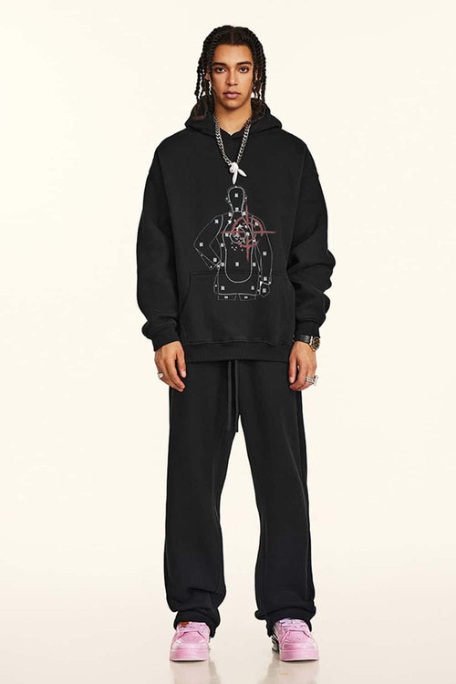 Heavyweight Vintage Graphic Hoodie - Black