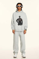Heavyweight Vintage Graphic Hoodie - Flower Gray