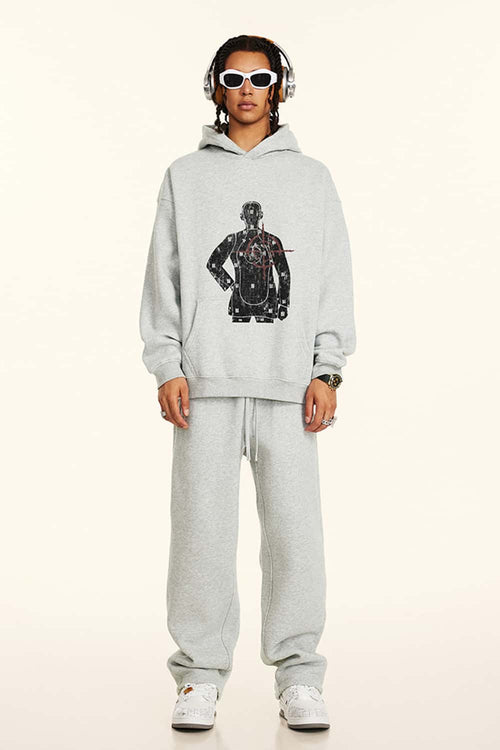 Heavyweight Vintage Graphic Hoodie - Flower Gray
